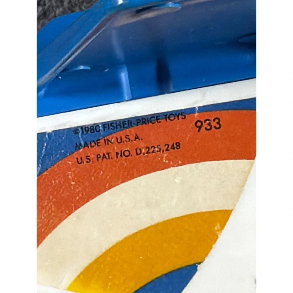 Vintage 1980 Fisher Price Little People Jetliner Airplane Toy 933 White Blue